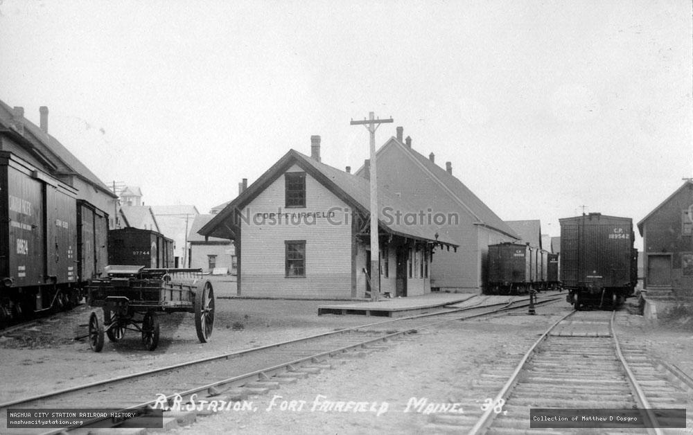 Postcard: Railroad Station, Fort Fairfield, Maine